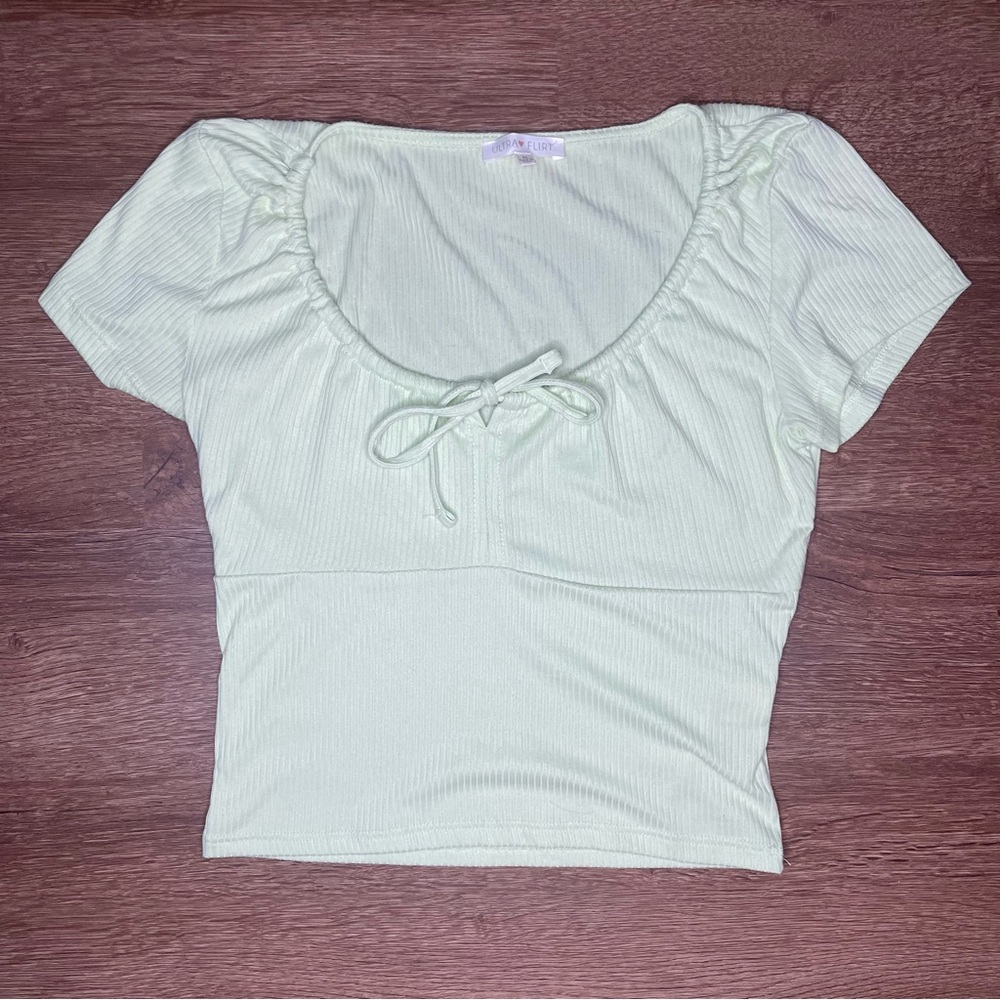 Lime Green Tie Front Top size M.